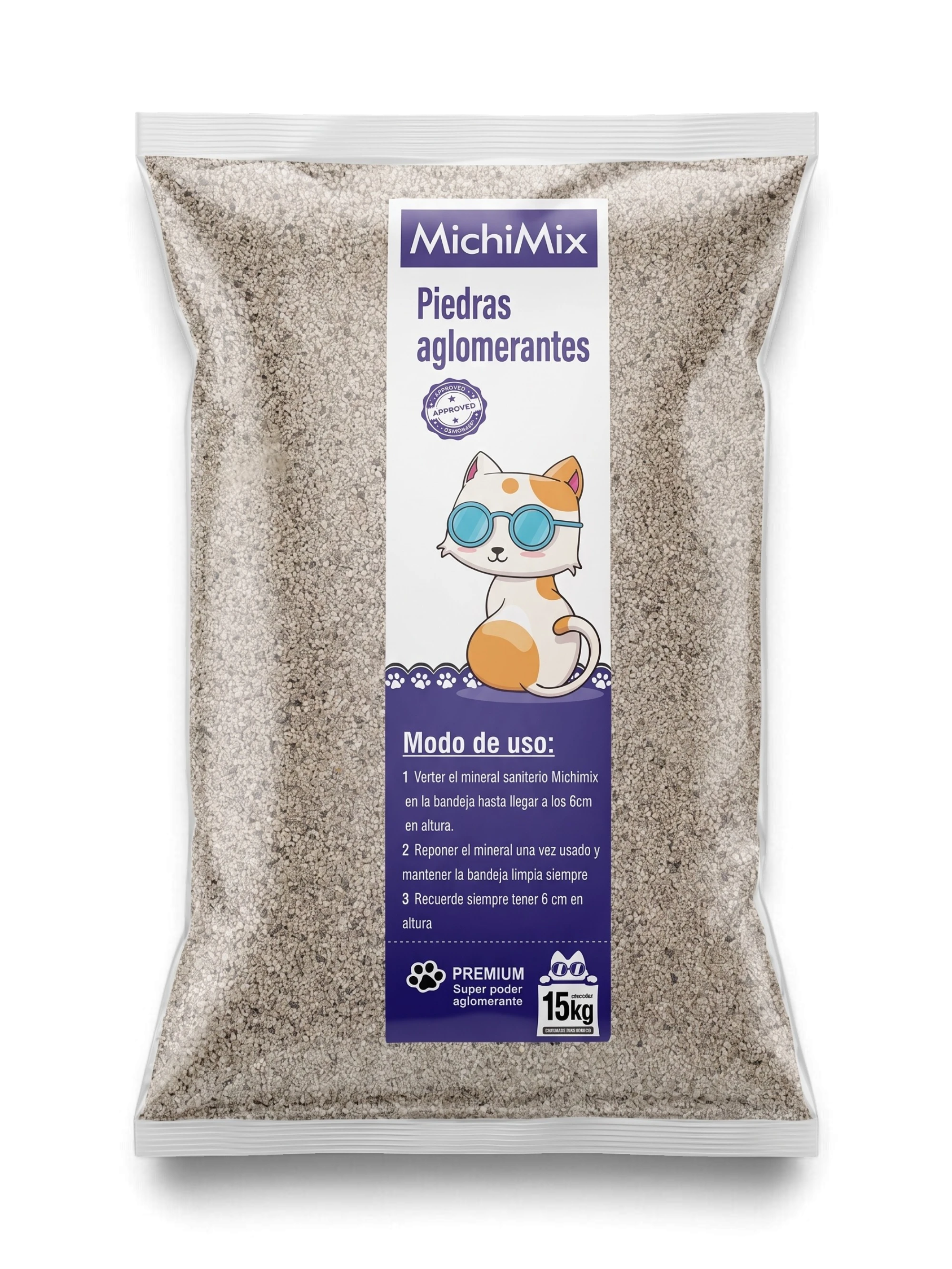 Piedras aglomerantes MichiMix Premium en bolsa de 15 kg